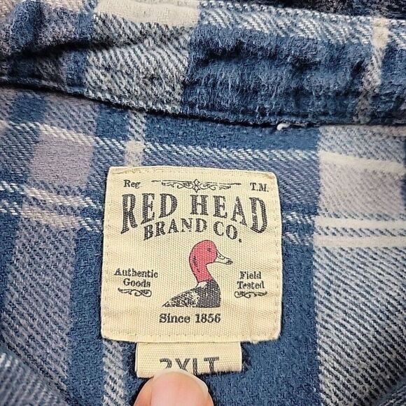Red Head Flannel Shirt Jacket Mens 2XLT Blue Button Up Long Sleeve Pockets Heavy - Picture 2 of 7